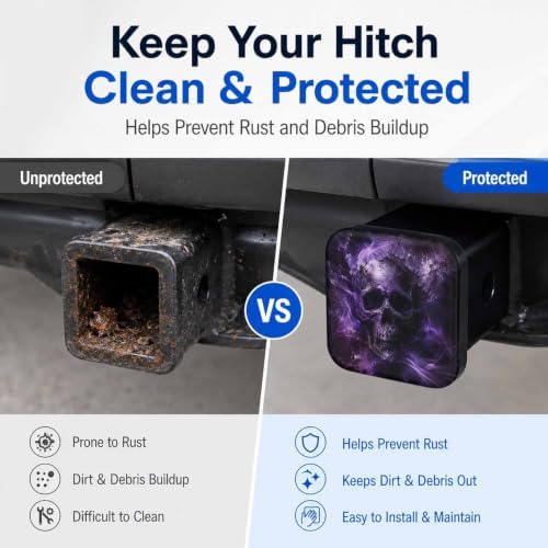 Trailer Hitch Covers Purple Skull Heavy Duty 2 Inch Hitch Cover - Image 5