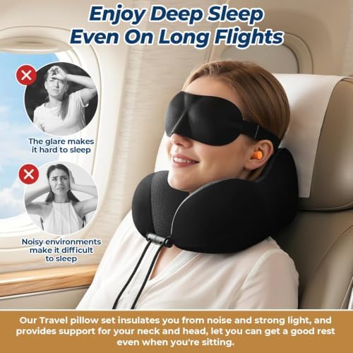 ExploreBliss Travel Pillow, Memory Foam Neck Pillow Airplane - Image 5