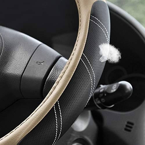 Elantrip Steering Wheel Cover Leather 15 1/2 to 16 inch Universal Large Soft - Image 3