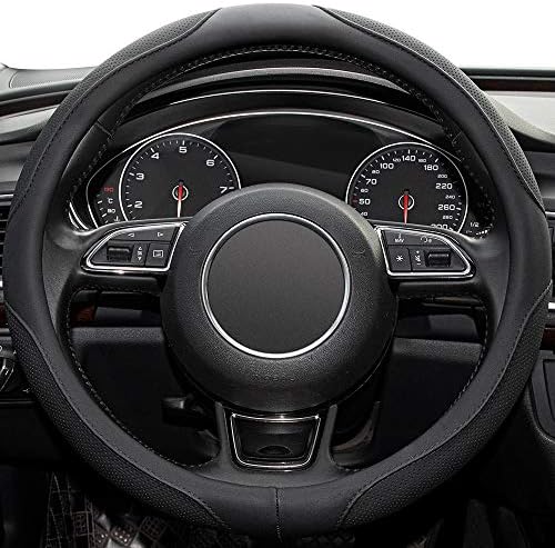 Car Steering Wheel Cover, 14.5-15 Inch Black Universal Microfiber Leather - Image 2