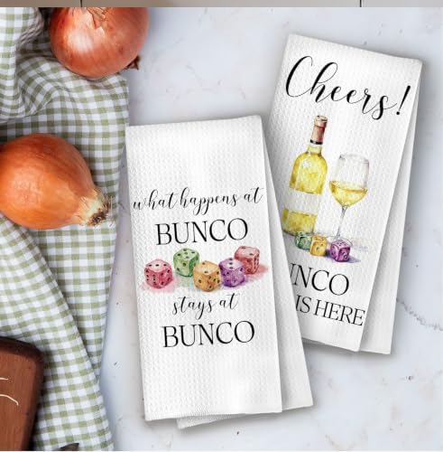 Bunco Party Gifts Kitchen Towels 16x24 Inch Set of 2 - Image 4