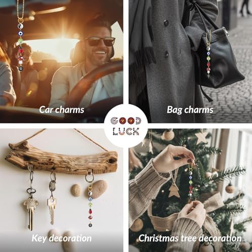 Evil Eye Car Hanging Ornament, Cute Good Luck Rearview Mirror Charm - Image 5