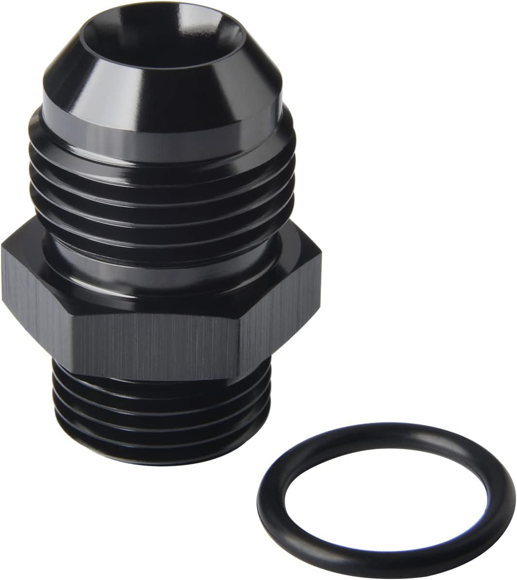 12AN Male Flare to 8AN 8 ORB O-ring Boss Fuel Rail Adapter Fitting Aluminum Black