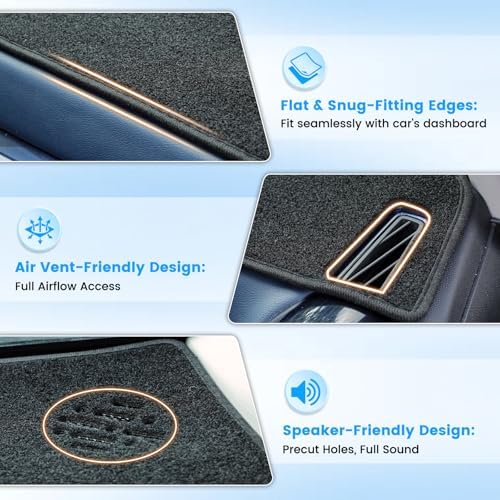 KUST Black Dash Cover for 【2024-2026 Tesla Model 3 Highland】 Dashboard Cover - Image 3