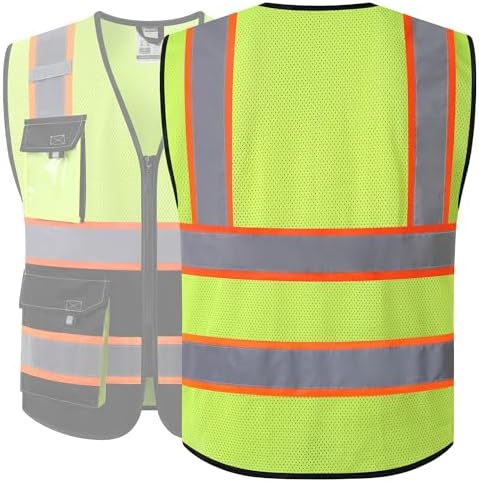 JKSafety Safety Vest for Men Women Hi Vis Reflective Vest JK220 YBlack L - Image 2