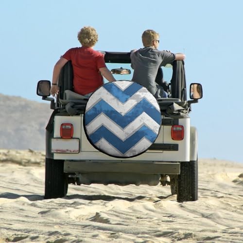Heavy Duty Spare Tire Cover 14inch Blue and White Chevron Protectors - Image 6