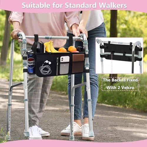 Upgraded Rollator Basket Foldable Rollator Walker Storage Bag - Image 3
