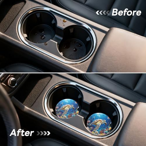 2 Pack Ceramic Car Coasters for Cup Holder, 2.56 in Anti Slip Absorbent Coaster - Image 5