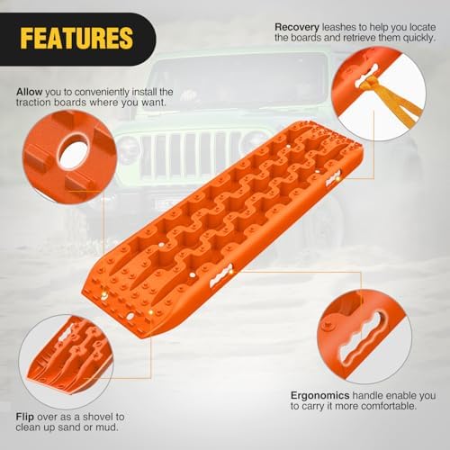 Nilight Recovery Off-road Traction Boards Emergency Tire Mats Orange - Image 3