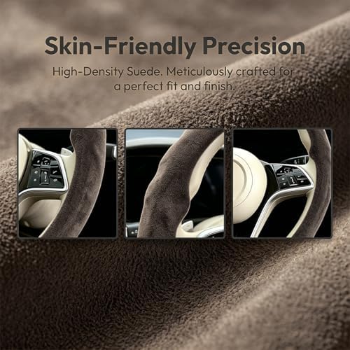 Mandark 15 Inch Car Steering Wheel Cover, Dark Brown - Image 2