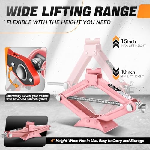 Auto Dynasty Scissor Jack, 1.5 Ton Portable Car Lift Jack, Quick Lift Car Tire - Image 3