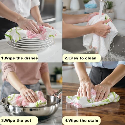 2 Pcs Floral Kitchen Towels Decorative Hand Towels - Image 5