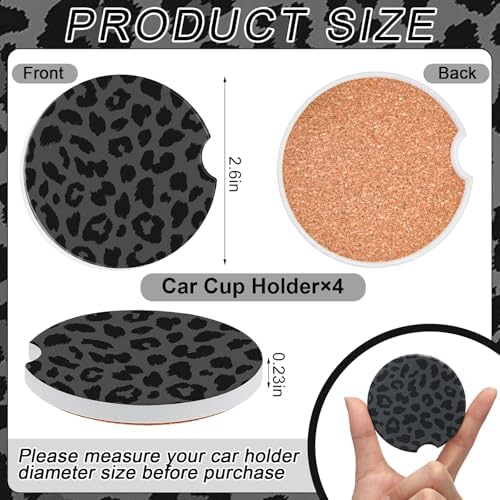 Boao 4 Pcs Leopard Car Cupholder Coasters - Image 2