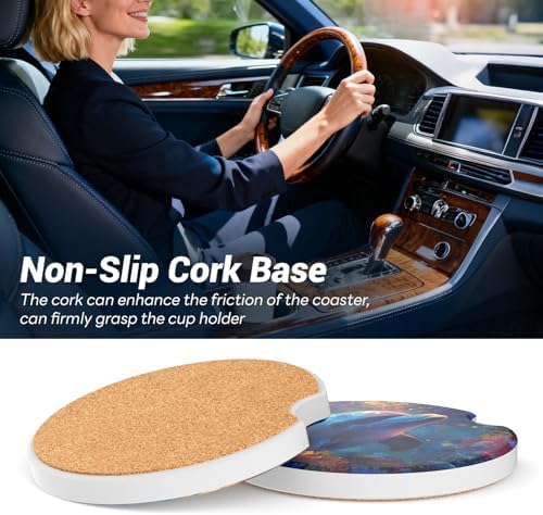 Car Cup Holder Ceramic Coasters 2 Pack, 2.56 in Anti Slip Absorbent Coaster - Image 6