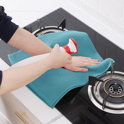Homaxy 100% Cotton Waffle Weave Kitchen Dish Towels 12-Pack, Lake Blue - Image 5