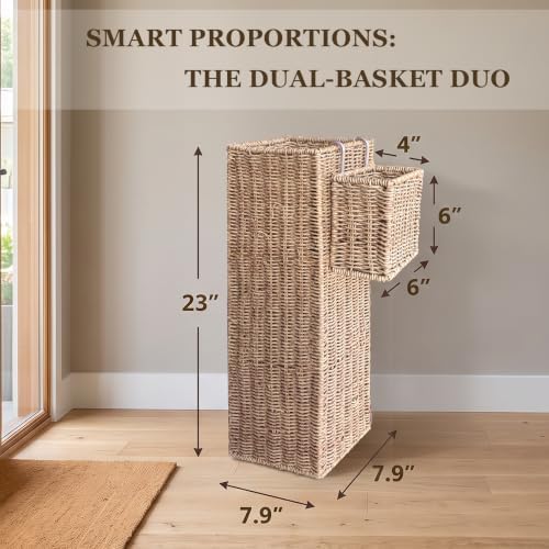 Wicker Umbrella Stand for Entryway, Tall Rattan Holder - Image 4