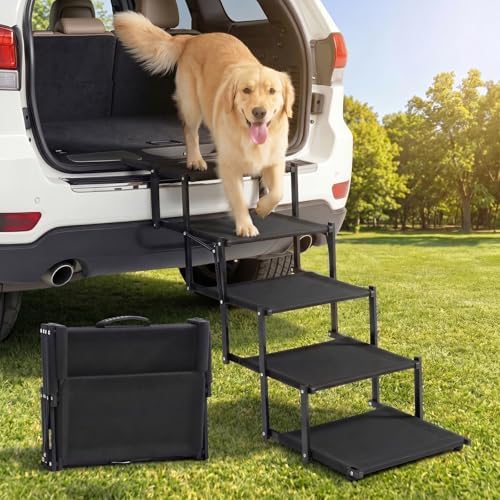 Extra Wide Dog Ramp for Car, Foldable Dog Steps for Truck SUV, 150 Lbs by Cozila