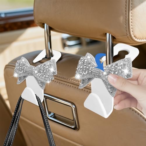 2PCS Car Seat Headrest Hooks, Car Bag Hooks, Cute Bow Knot Vehicle Seatback - Image 4
