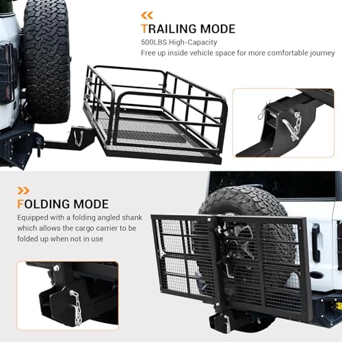 Hitch Cargo Carrier Rack, Fits 2" Receiver – Folding Hitch-Mounted Cargo Carrier - Image 2