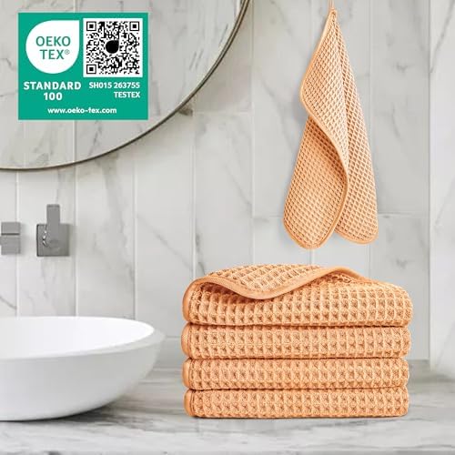 POLYTE 430 GSM Poly Blend Microfiber Waffle Wash Cloth Face Towel, 13x13 in - Image 5