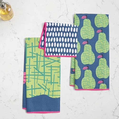 Ritz 6-Piece Pear Microfiber Kitchen Set – Retro Prickly Botanical Orchard - Image 3