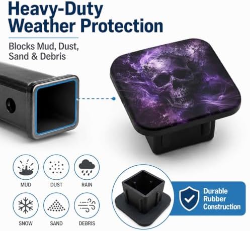 Trailer Hitch Covers Purple Skull Heavy Duty 2 Inch Hitch Cover - Image 6