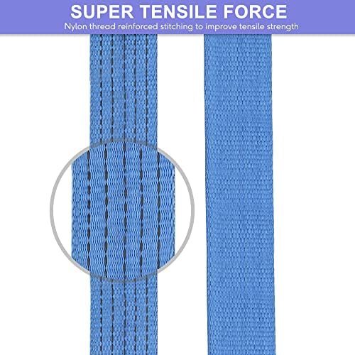 2 Pack Tow Strap 2" x13' Heavy Duty Blue Nylon Recovery Hooks Emergency - Image 4