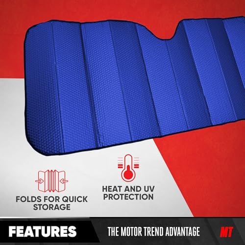 Motor Trend Blue Accordion Folding Car Windshield Sun Shade - Image 2