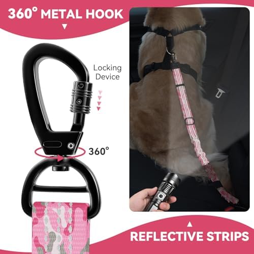 Pawaboo 2Pack Dog Car Seatbelt, 3-in-1 Dog Tether - Image 2