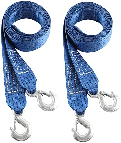 2 Pack Tow Strap 2" x13' Heavy Duty Blue Nylon Recovery Hooks Emergency by DRENIS