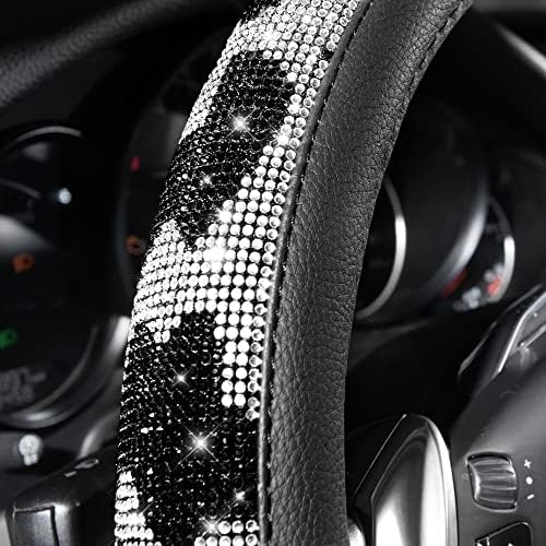 CAR PASS Bling Cow Print Diamond Steering Wheel Cover, - Image 2