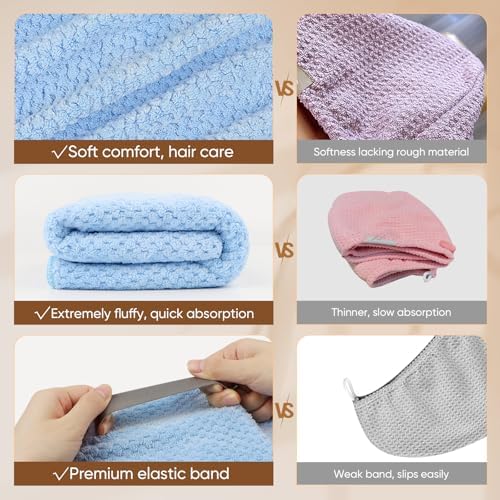 HOMEXCEL 5PK Microfiber Hair Towels, 40x20 in, Fast Drying - Image 4