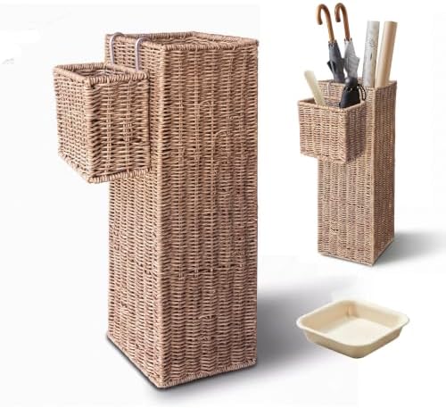 Wicker Umbrella Stand for Entryway, Tall Rattan Holder by LoomestaHaven