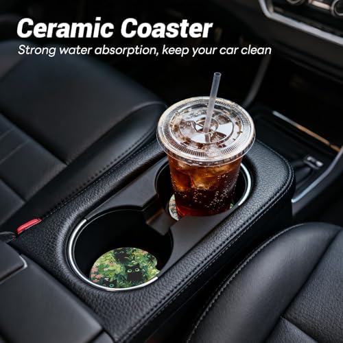 Car Cup Holder Ceramic Coasters 2 Pack, 2.56 in Anti Slip Absorbent Coaster - Image 2