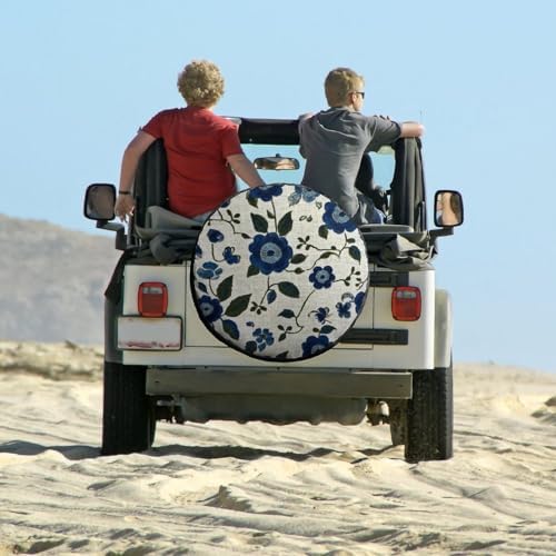 Spare Tire Cover Blue and Green Flowers Wheel Protectors Tire Covers - Image 6