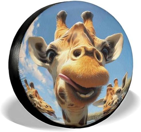 GENANY Giraffe Family Art Thick PVC Leather Spare Tire Cover Size 17 by GENANY