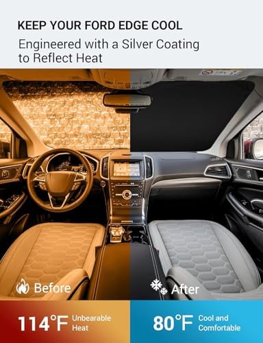 Proadsy Custom Fit 2015-2024 Ford Edge Windshield Sun Shade, Blocks Heat - Image 3