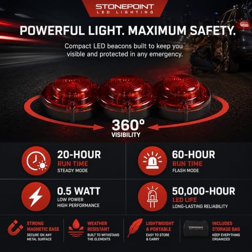 LED Emergency Road Flare Kit Set of 3 - Image 3