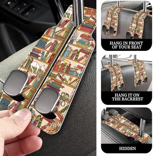 PU Leather Car Seat Hook, Storage Headrest Hanger, Cute Car Backseat Organizer - Image 3