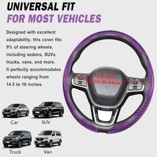 3pcs Universal Carbon Fiber Steering Wheel Cover, Anti-Slip & Segmented Design - Image 2