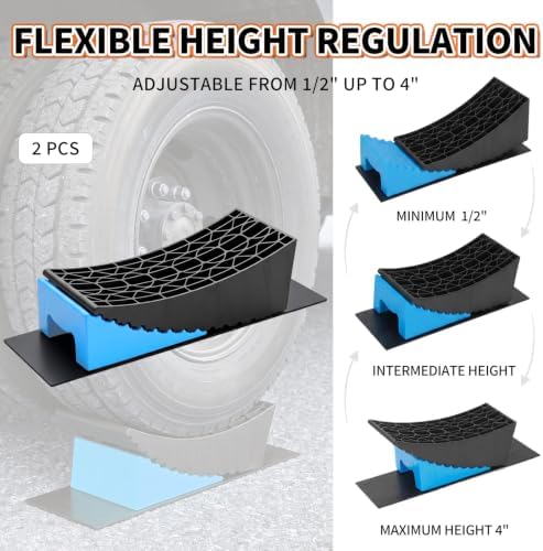 OULEME 2 PK RV Leveling Block, Dual Axle Trailer Curved Leveler Ramp - Image 3