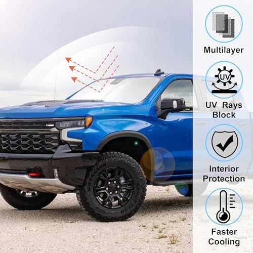 Windshield Sun Shade for 2019-2025 2026 Chevrolet Silverado 1500 - Image 2