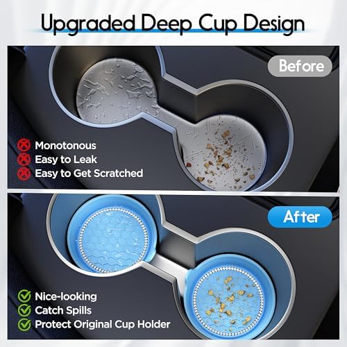 Amooca 2-Pack Car Cup Holder Coaster Bling Crystal Rhinestone Car Interior - Image 4