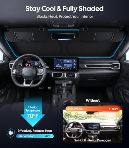 Wigoo for Ford Mustang Windshield Sunshade, Custom Fit, Keeps Interior Cool - Image 2