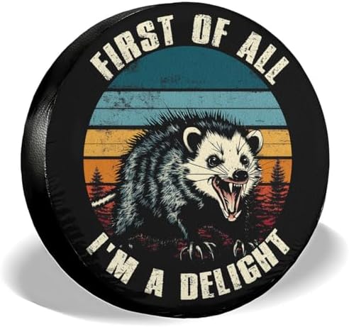 GENANY Opossum Retro Quote Thick PVC Leather Spare Tire Cover Size 18 by GENANY