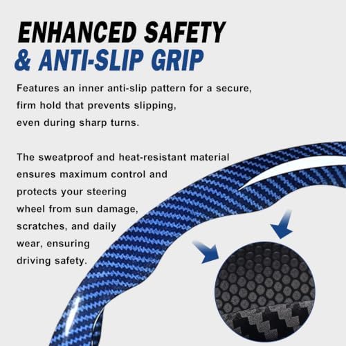 3pcs Universal Carbon Fiber Steering Wheel Cover, Anti-Slip & Segmented Design - Image 5