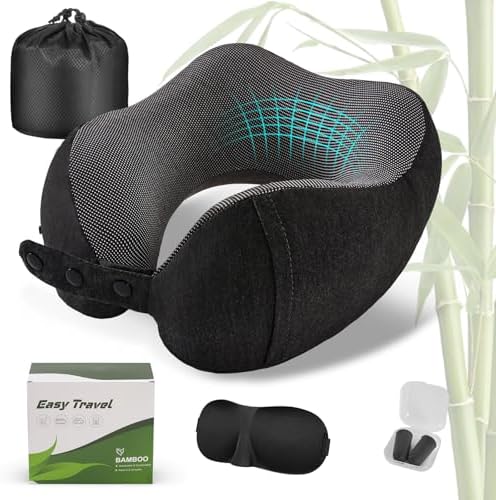 Cirorld Neck Pillow for Traveling, Travel Pillows for Airplanes Snow Black by CIRORLD