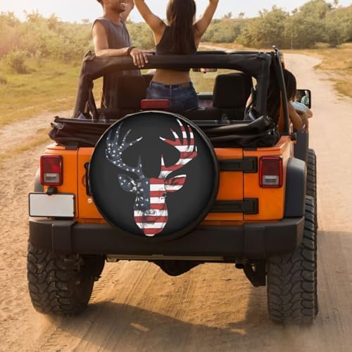 Delerain Hunter American Flag Deer Spare Tire Cover - Image 4