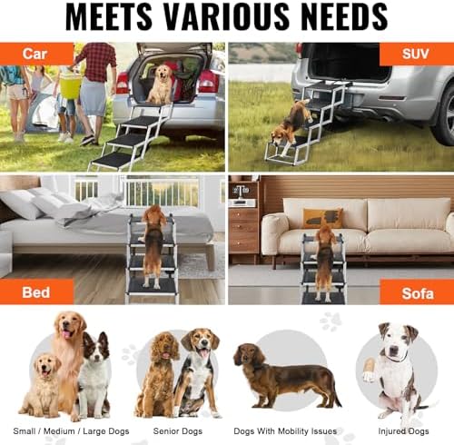 VEVOR 4-Step Dog Car Steps, Folding Dog Ramp - Image 7