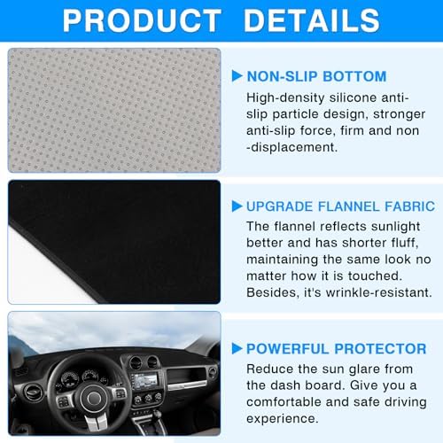 Autorder Dashboard Cover Mat for Jeep Compass 2009–2016 Accessories Dash Cover - Image 6